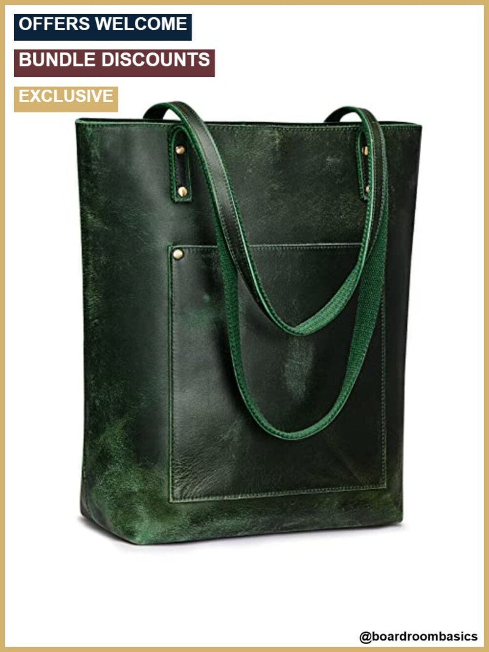 Top Grain Genuine Leather Tote Bag with Padded Laptop Compartment